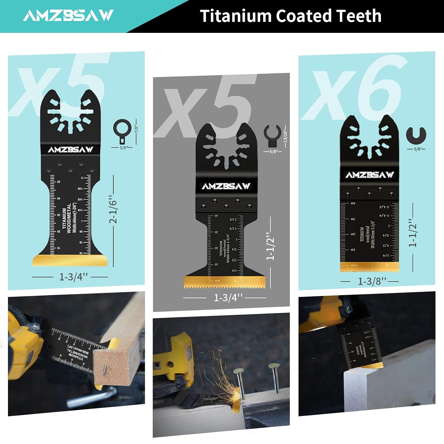 16-Piece Titanium Multitool Blades for Metal, Wood & Plastic