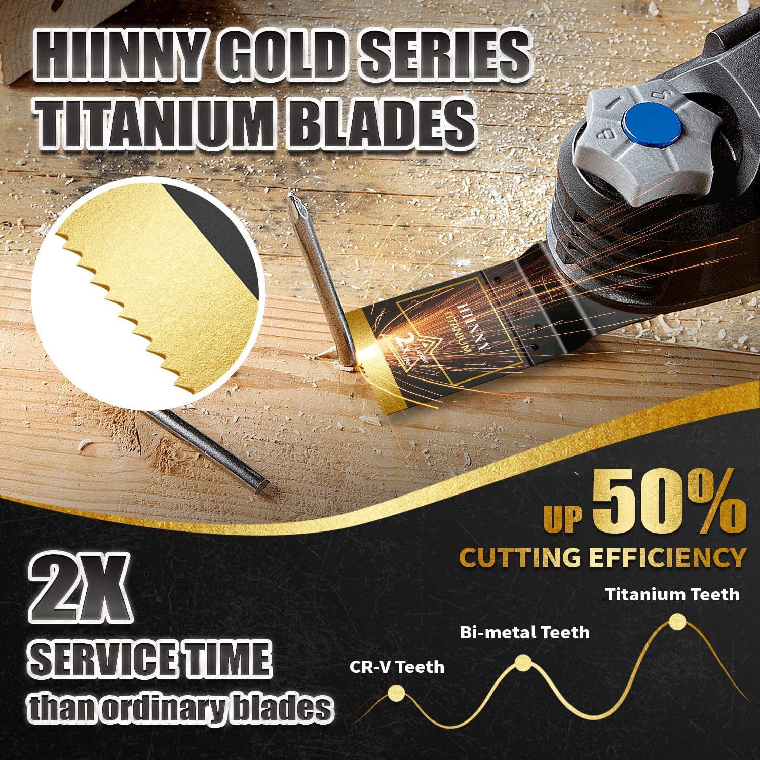 6-Piece Titanium Oscillating Tool Blades for Metal Wood Plastics