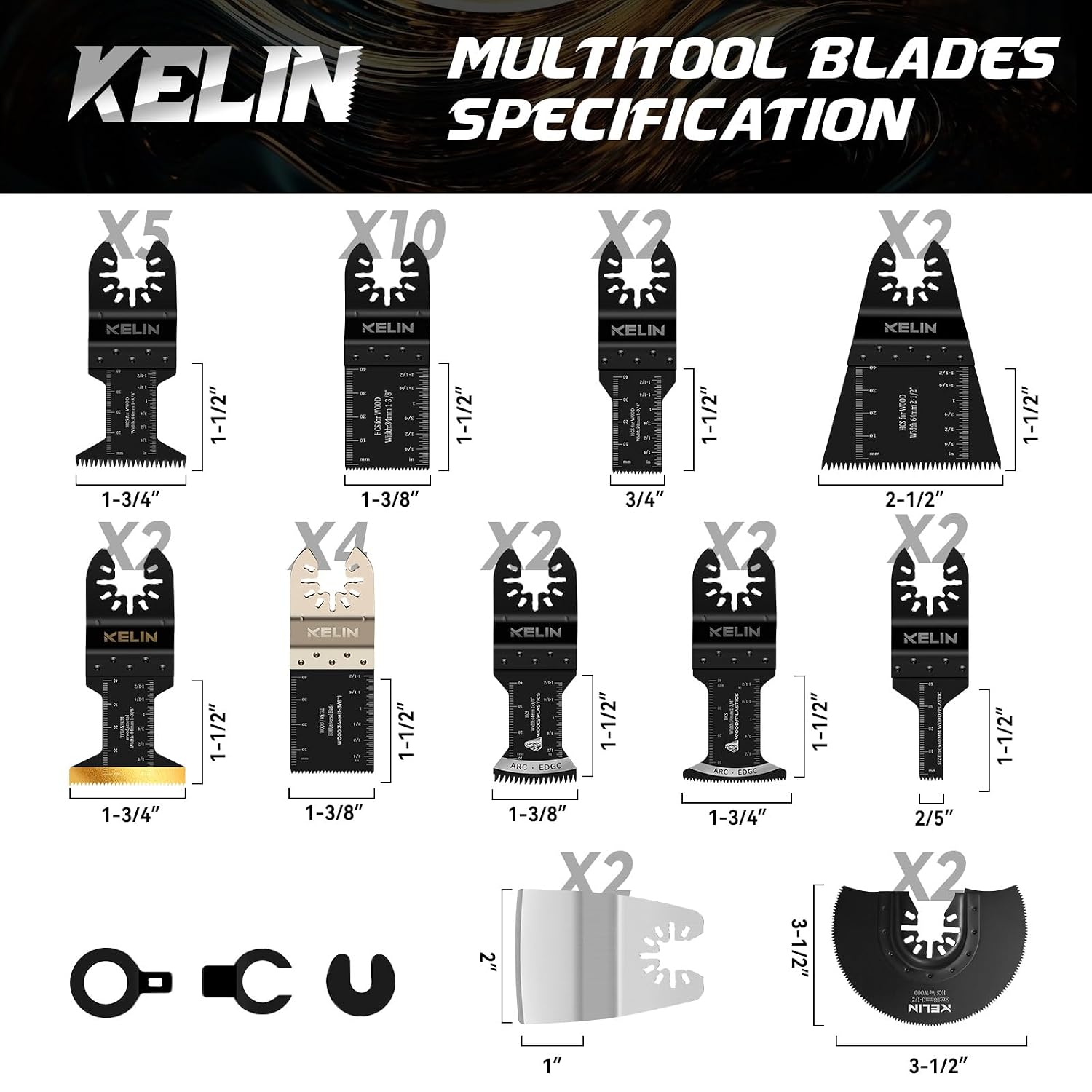 KELIN 120-Piece Oscillating Multitool Blade & Sandpaper Kit