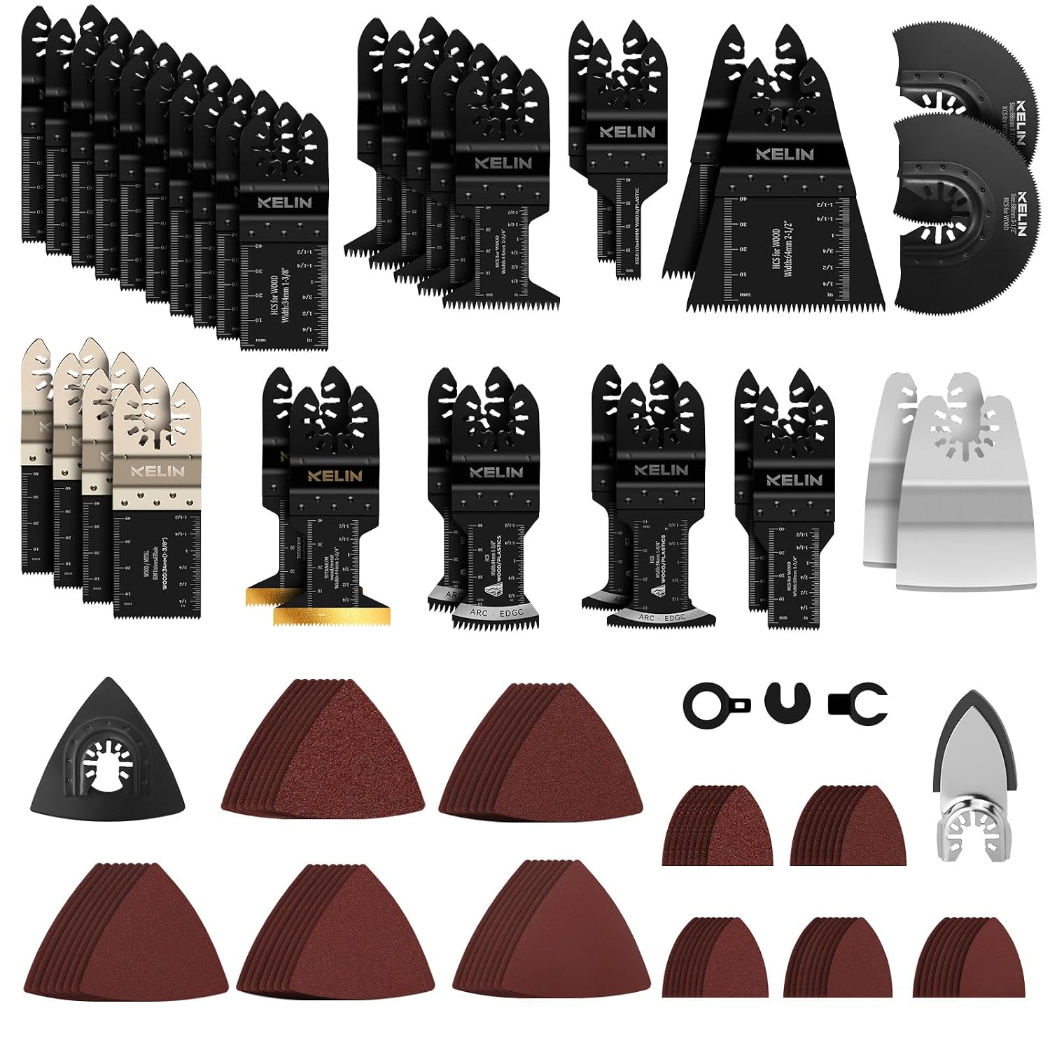 KELIN 120-Piece Oscillating Multitool Blade & Sandpaper Kit