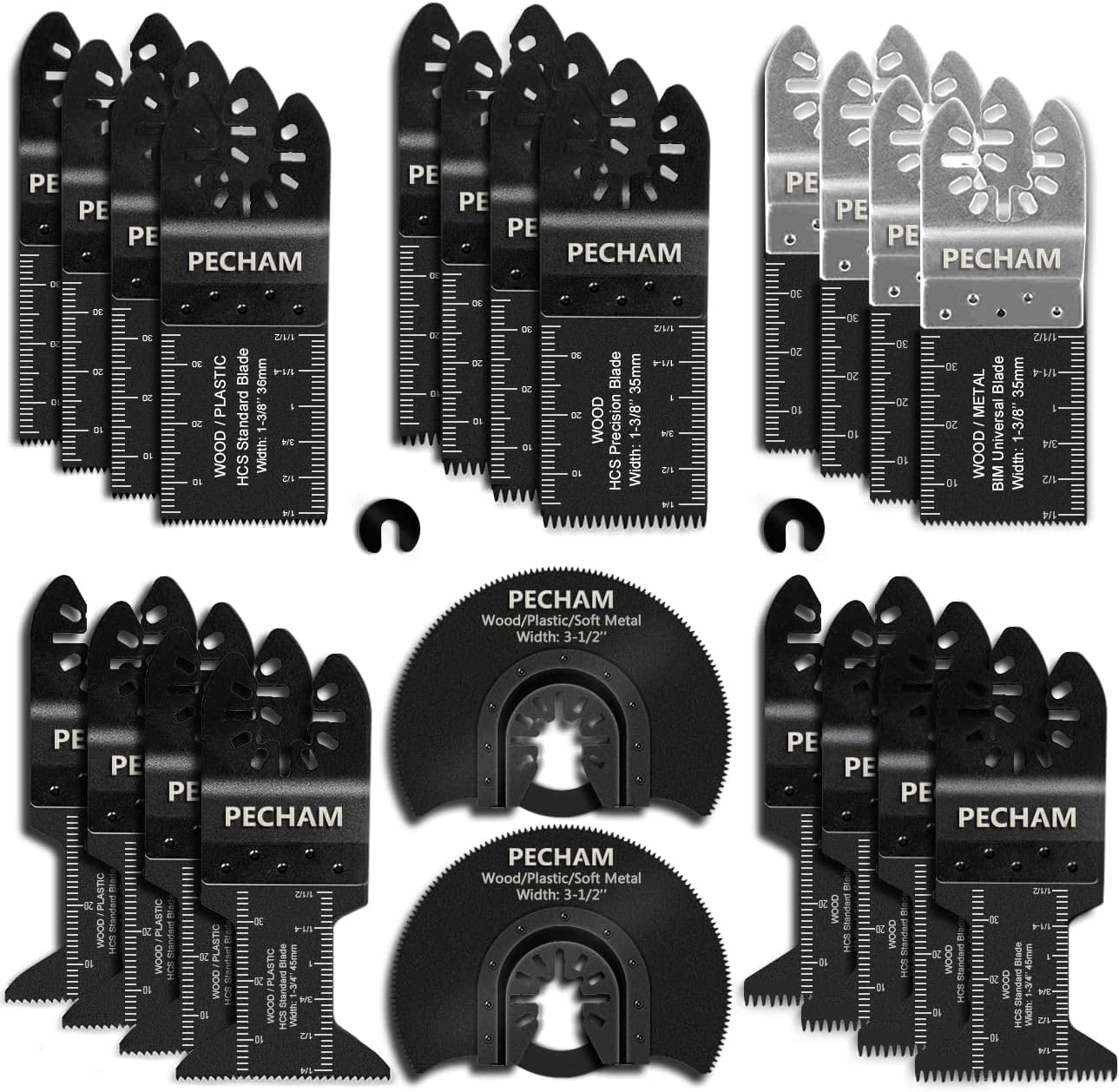 24 Quick-Release Oscillating Multitool Blades for Wood & Metal