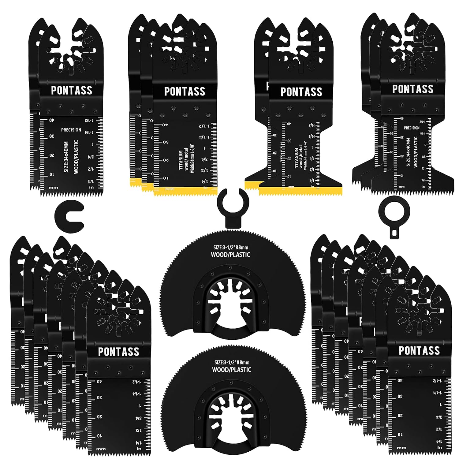 27-Piece Titanium Oscillating Multitool Blade Set for Wood & Plastic