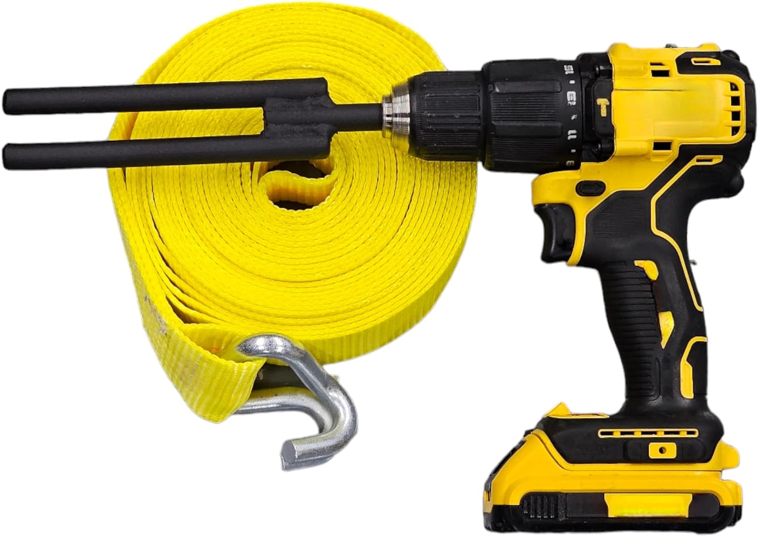 Black Powder Coat Ratchet Strap Winder Drill Attachment